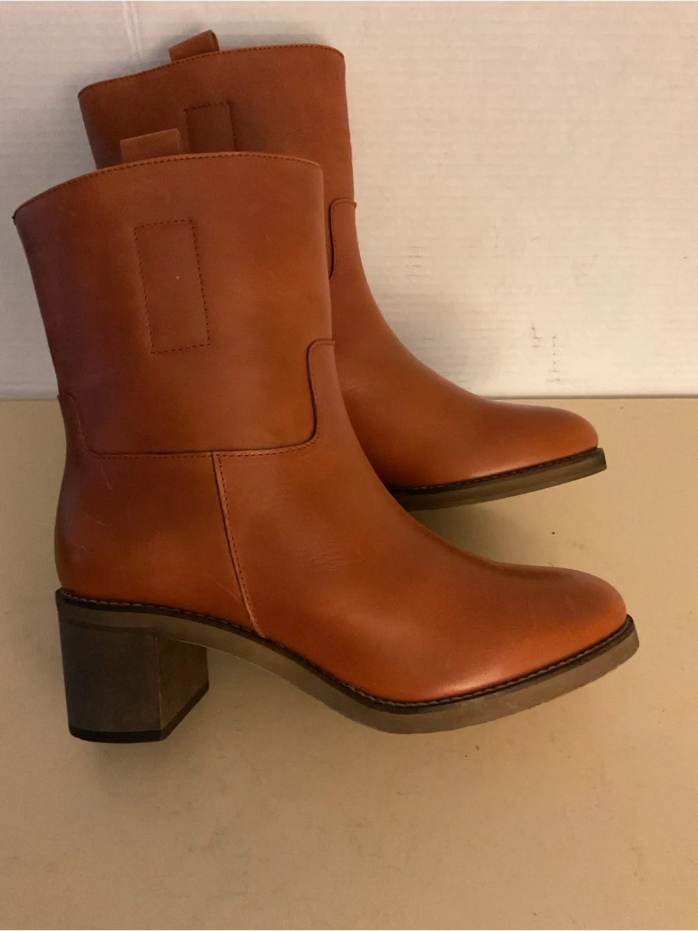 Free People women Cognac Leather Heeled Boots US 9 - Picture 11 of 14